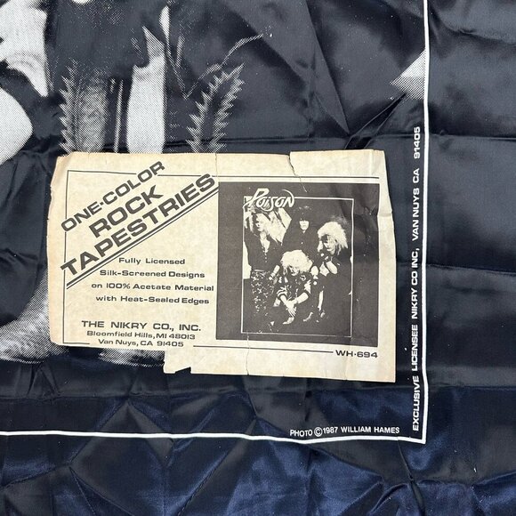 Vintage Poison 80s Wall Flag Art Tapestry Decor Metal Rock N Roll 1987 - Picture 2 of 2